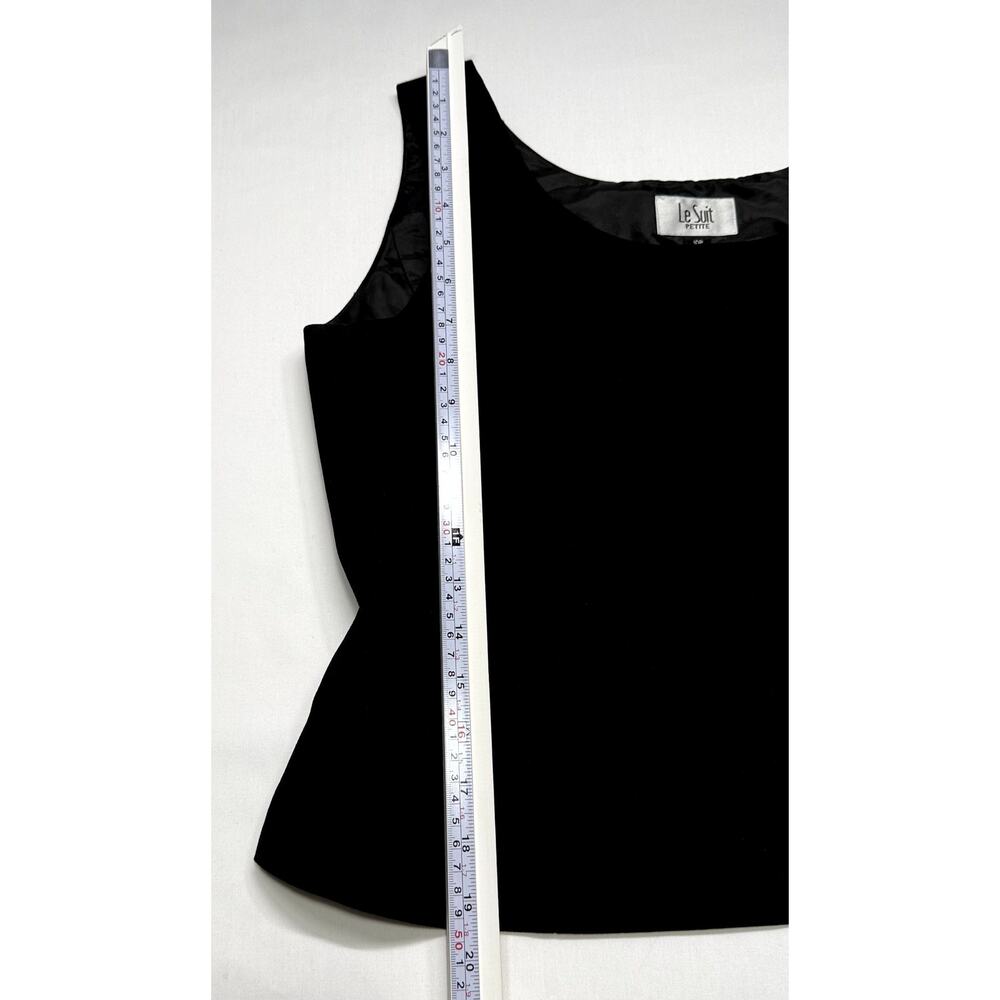 Le Suit Petite Top Women Size 10 Black Tank Blouse Side Zip Career - Picture 7 of 10